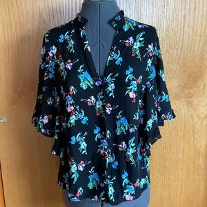 Anthropologie Maeve Flutter Sleeve Top